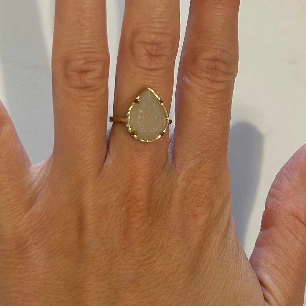Kendra Scott Vintage Colorbar Teardrop iridescent Drusy Gold Cocktail Ring